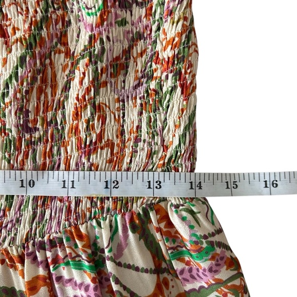 Zara Satin Effect Printed Set Ecru Orange XS Culottes Johnny Collar Crop - Picture 13 of 15